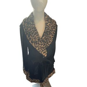 Betsey Johnson Intimates Bath Robe Plush Sz M w/ Cord Bow Accent Brown